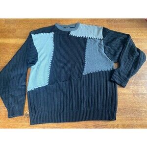 GodBody XXL 90s Y2K Ribbed sweater Men’s 2X Patchwork Black Coogi Color Block